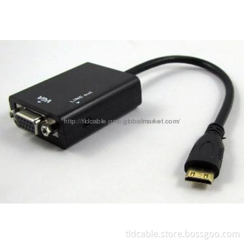 Mini HDMI to VGA Adapter Cable with Audio Black
